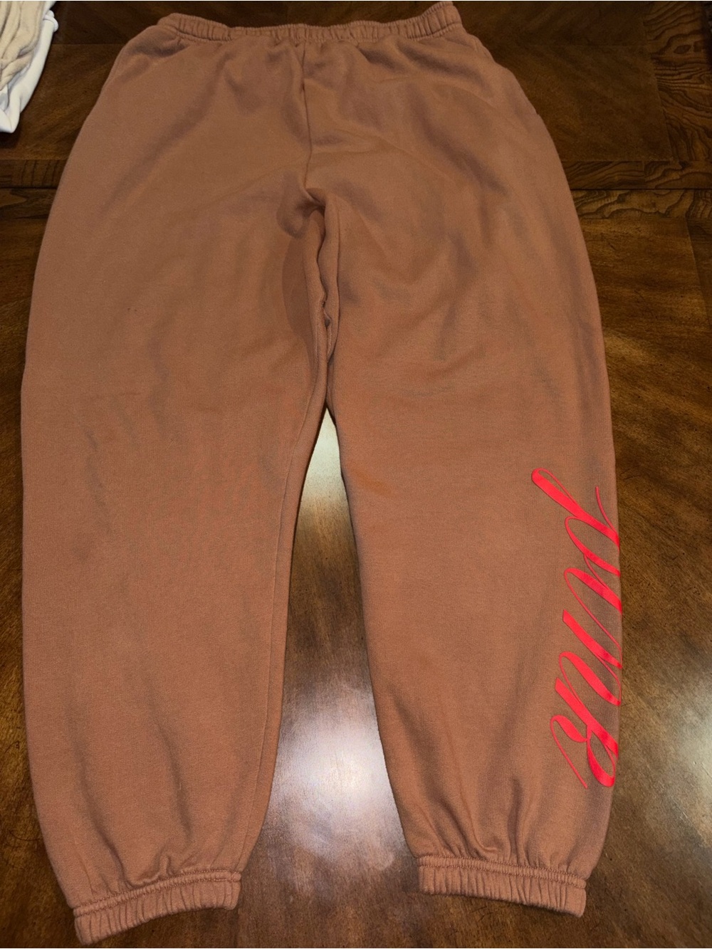 Victoria’s Secret PINK Oversized Hoodie Jogger Set Brown Red Logo XL/L - Picture 12 of 16
